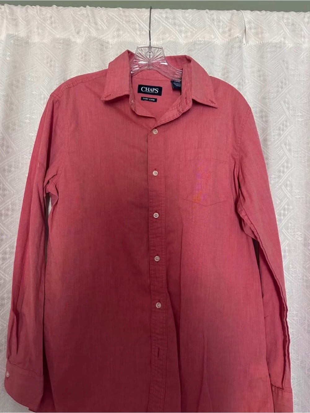 Chaps Men's Coral-Red Long Sleeve Button-Down Shirt